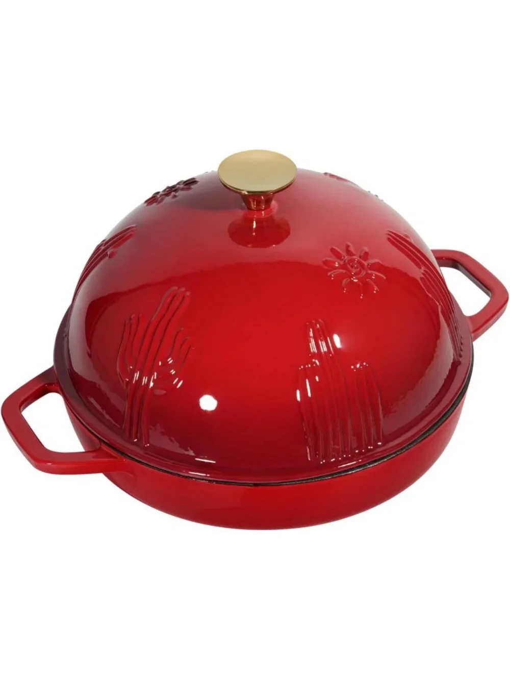 9.8 Inches Gradient Red Bread Oven Cast Iron Bread Dutch Oven with Cloche Lid